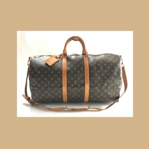 Auth LOUIS VUITTON Monogram KEEPALL BANDOULIERE 55